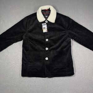 Robert Graham Jacket Mens Large Black Corduroy Quilted Barn Removable Collar NEW